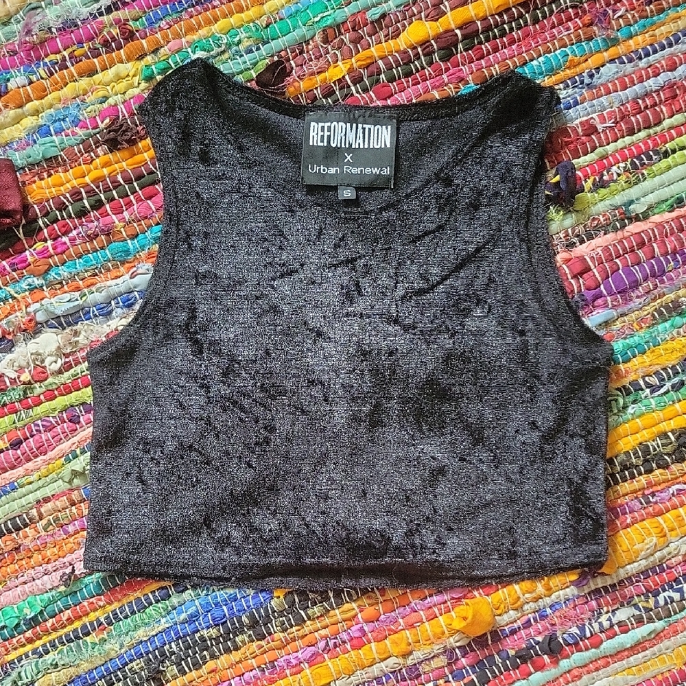 Reformation Gray Fitted Crop Tank Top